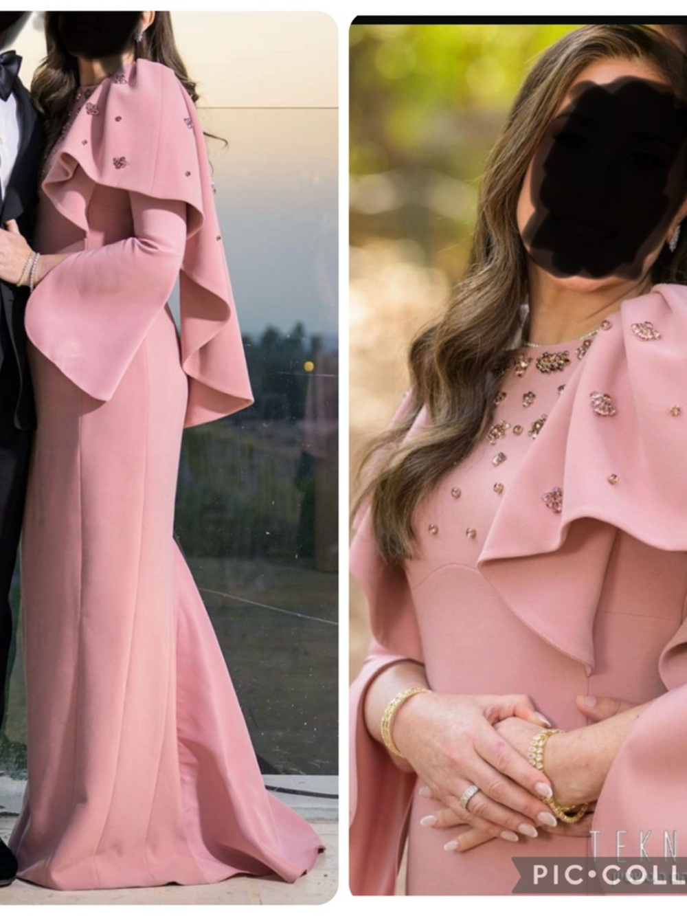 Blush Pink Embellished Cape Gown